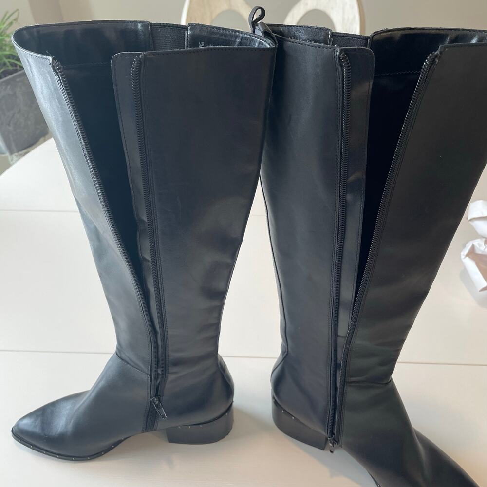 Bleecker & Bond Gabbi Tall Riding Boots Sz 7M Black Gold Studs Equestrian Rodeo - Picture 11 of 12